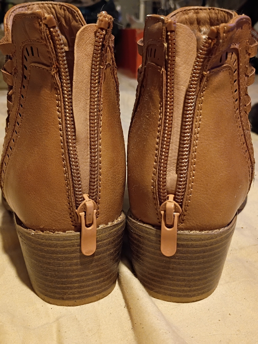 Corkys Tan Cutout Leather Ankle Booties - Picture 6 of 8